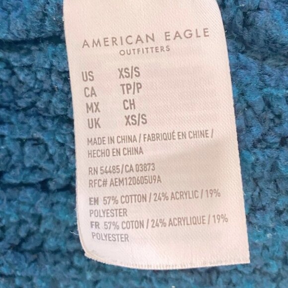 5/$25 American Eagle Outfitters Turquoise Open Front Chunky Knit Cardigan XS - Picture 7 of 13